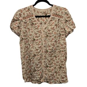 Max Studio Women’s Boho Cottagecore Ditsy Floral Blouse/Tunic Short Sleeve Sz XL